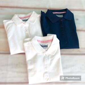 Basic Editions Kids Polo Shirts Bundle Set Of 3 - White and Navy